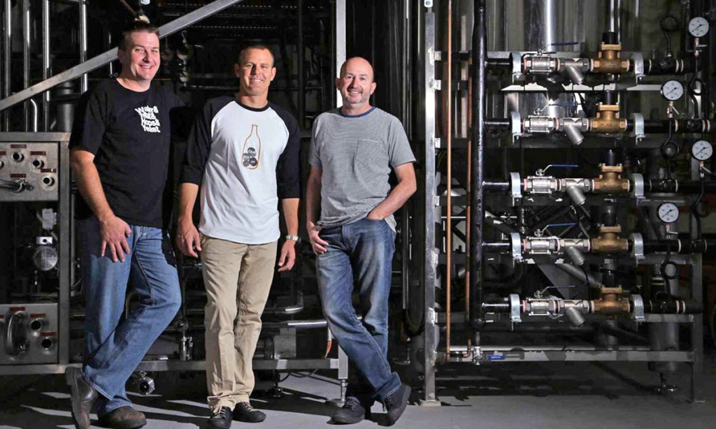 Stone & Wood founders (from left) Brad Rogers, Ross Jurisich and Jamie Cook.