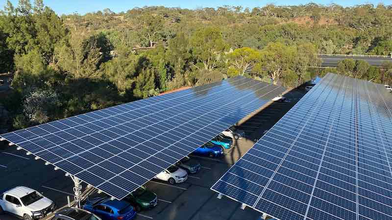The solar panels on the car park at Pernod Ricard in the Barossa.