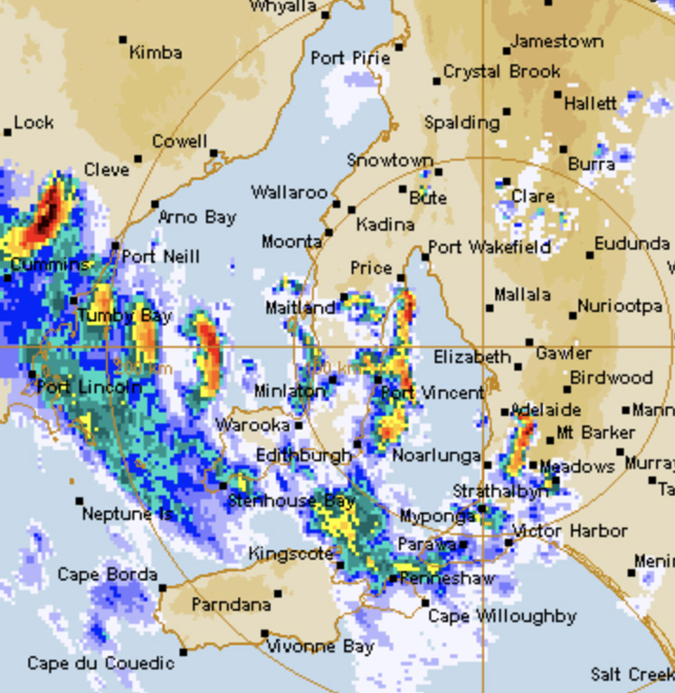 Bureau of Meteorology radar at 7am. 