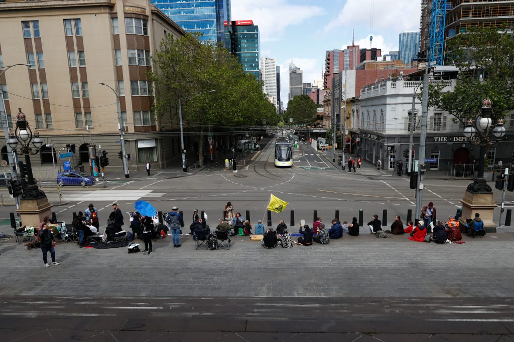 A protest against Victorian Government pandemic legislation. Photo: AAP/Con Chronis
