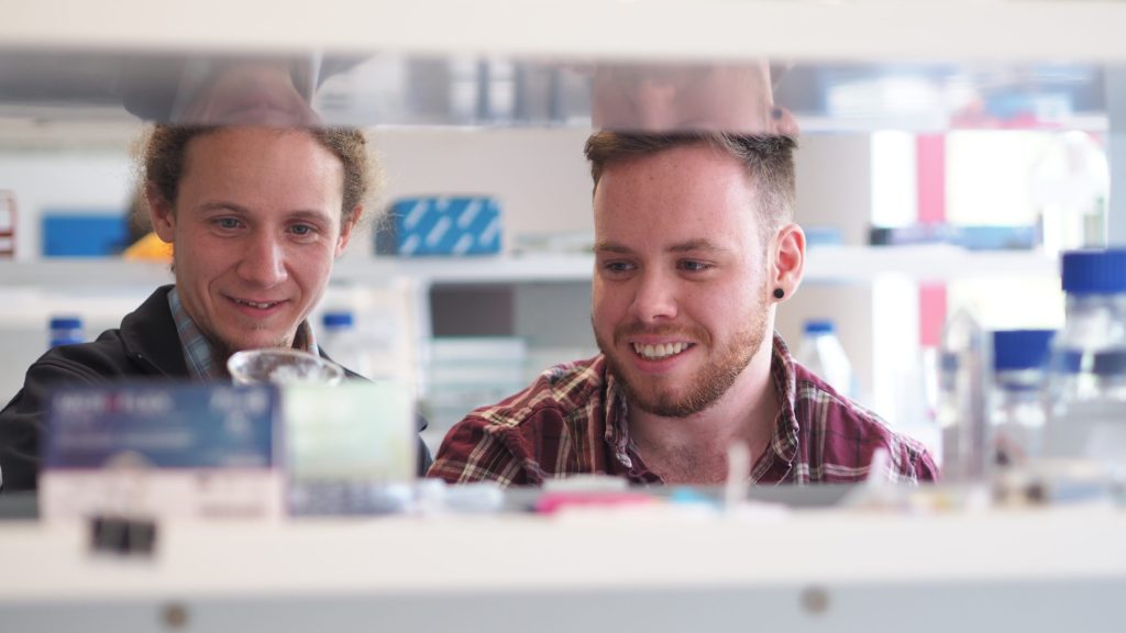 Jason Hunter and Lewis McFarlane at the University of Adelaide. Photo: Simon Royal