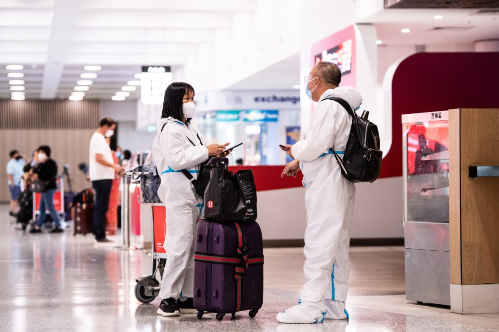 International arrivals at Sydney Airport on Monday. Photo: AAP/James Gourley