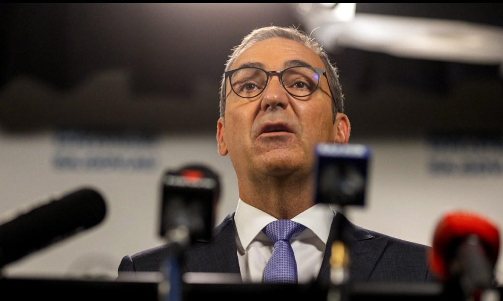 Premier Steven Marshall speaking to reporters at this morning's press conference. Photo: Tony Lewis/InDaily 