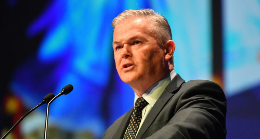 Santos CEO Kevin Gallagher is expecting a 'very busy year' in 2022. Photo: AAP / David Mariuz