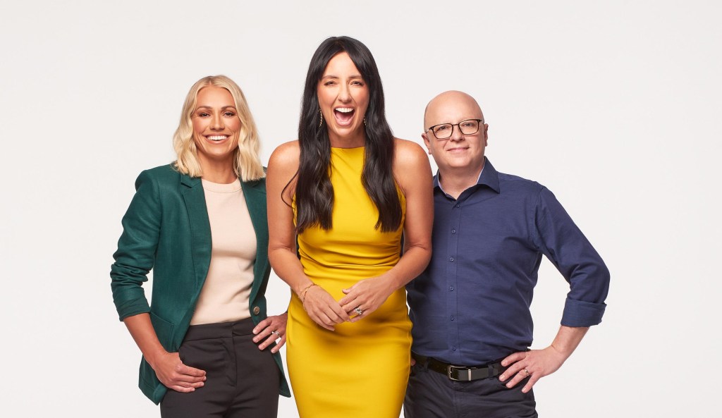 Erin Phillips, Ali Clarke and Eddie Bannon will present the Mix breakfast show this year. Photo: Mix 102.3