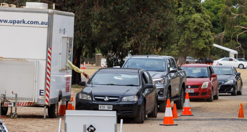 The rapid antigen test pick up site in the south park lands is too far away for northern suburbs residents, according to Salisbury Mayor Gillian Aldridge. Photo: Tony Lewis/InDaily