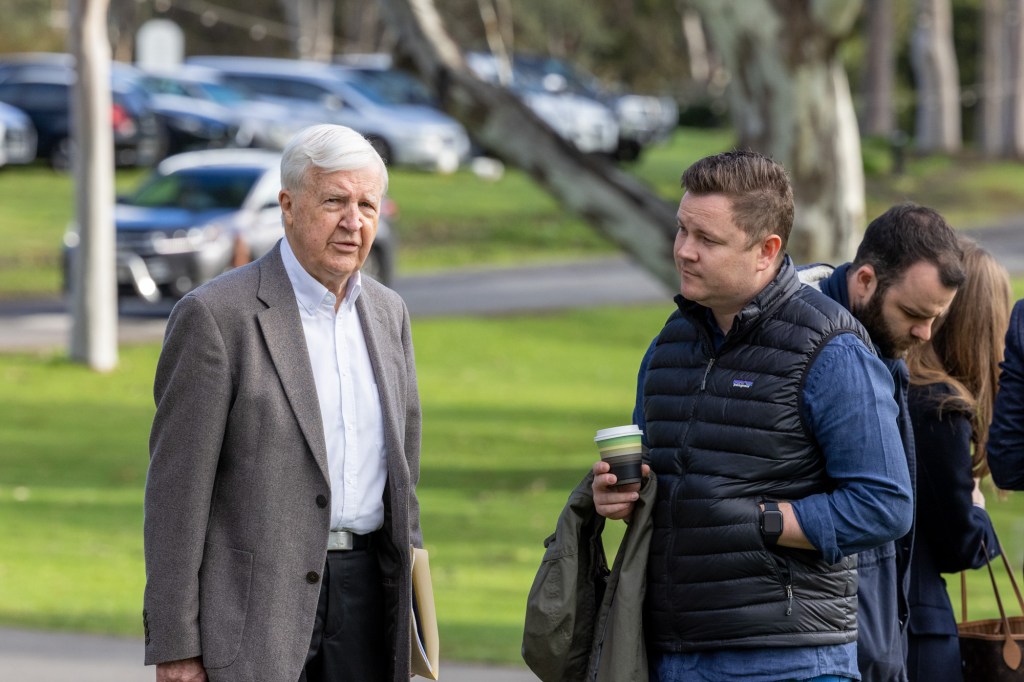 State Liberal president Legh Davis (left) at a state council meeting last year. Photo: Tony Lewis / InDaily