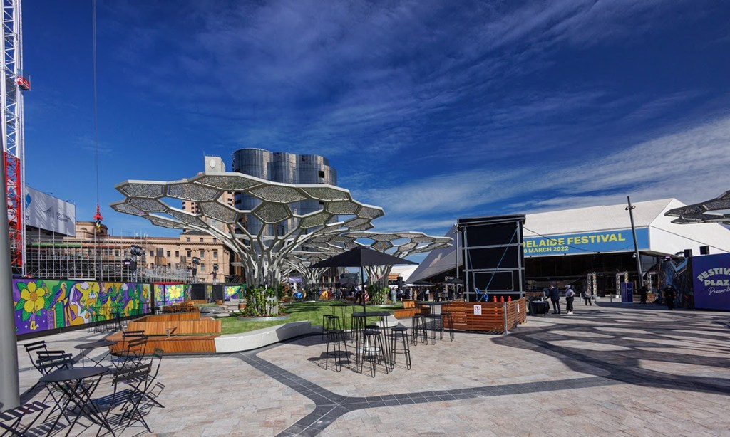 Guy Maron is a critic of aspects of the new Festival Plaza, particularly the office tower, the beginnings of which can be seen at top left. Photo: Tony Lewis/InDaily