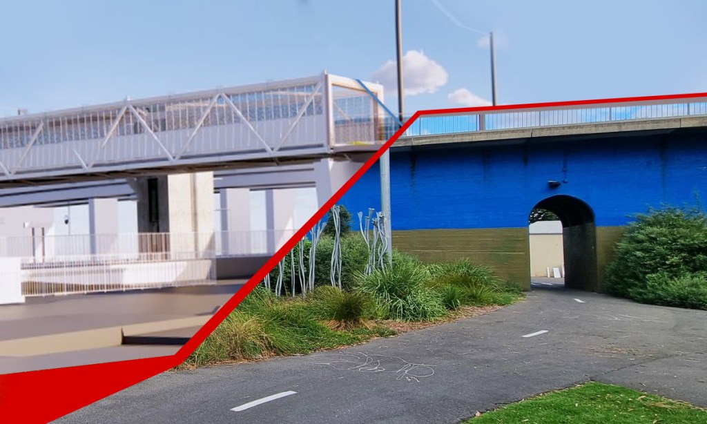 A controversial plan for a $25m Goodwood/Forestville overpass upgrade (pictured left) continues to attract public opposition. Photo (right): Thomas Kelsall/InDaily