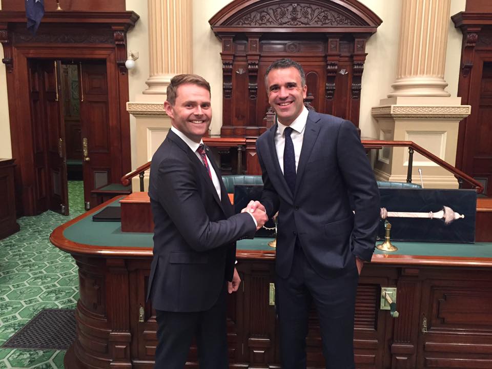 Labor treasury spokesman Stephen Mullighan and leader Peter Malinauskas. Photo: Facebook 
