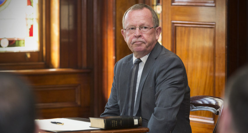 Geoff Brock after being sworn into Jay Weatherill's cabinet in 2014. Photo: Ben Macmahon / AAP
