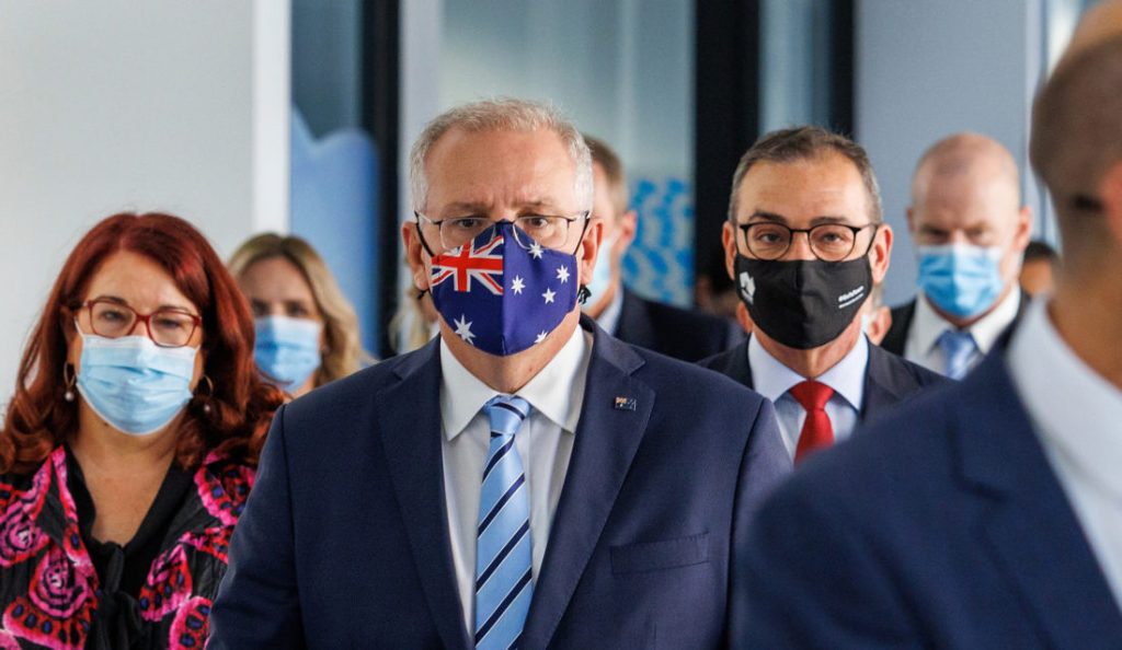 Prime Minister Scott Morrison and Premier Steven Marshall at an election announcement last week. Our reportage will apply relentless scrutiny to the campaign. Photo: Tony Lewis/InDaily