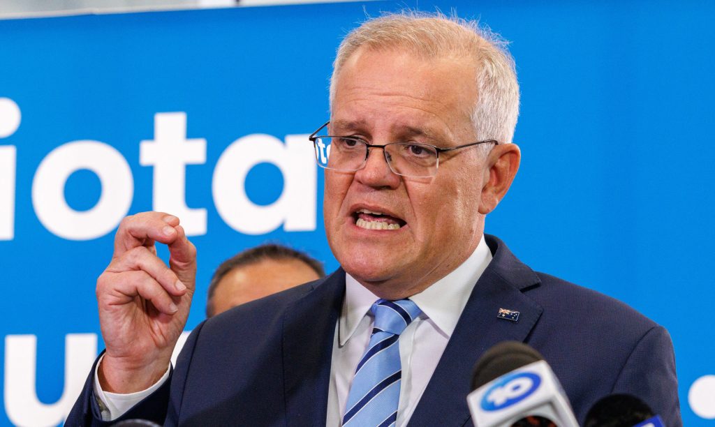 Prime Minister Scott Morrison campaigning in Adelaide in February. Photo: Tony Lewis/InDaily
