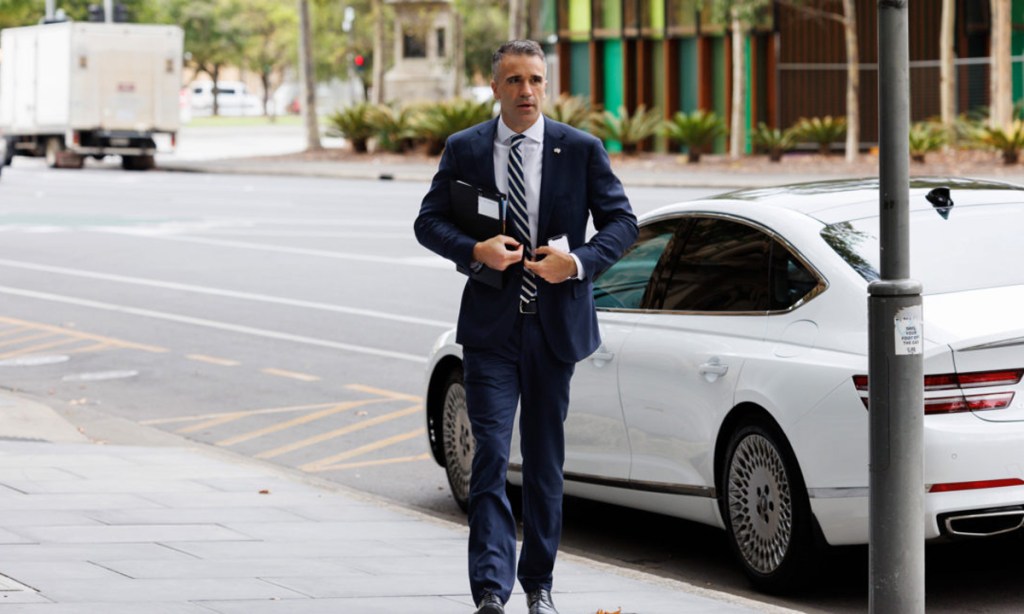 Premier Peter Malinauskas arrives for this morning's Emergency Management Council meeting. Photo: Tony Lewis/InDaily