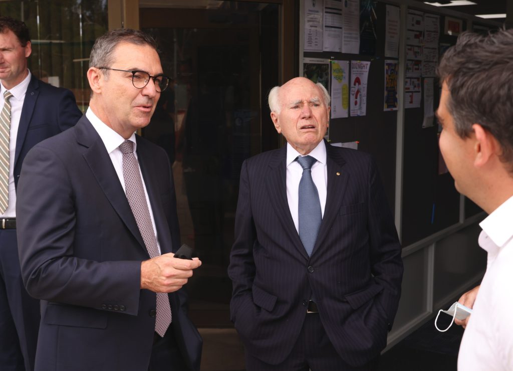 Premier Steven Marshall with former Liberal Prime Minister John Howard. Photo: Tony Lewis/InDaily