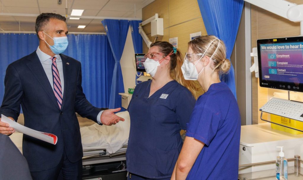 Premier Peter Malinauskas with RAH nurses in 2022. Photo: Tony Lewis/InDaily