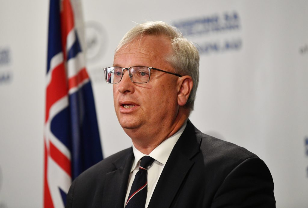Dr Tom Dodd at a press conference in April 2020 during the early days of the pandemic. Photo: David Maruiz/AAP