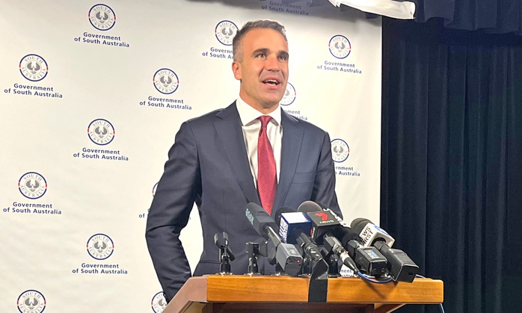 Premier Peter Malinauskas says masks will remain in schools for the first four weeks of Term 2. Picture: Stephanie Richards / InDaily