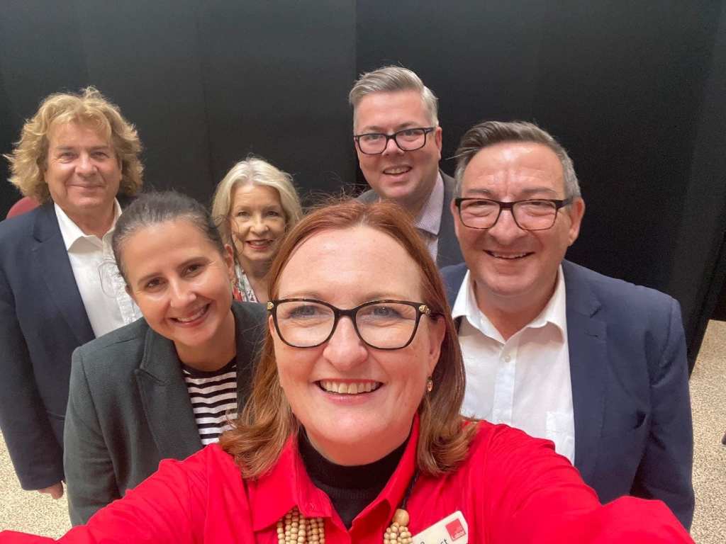 Boothby candidate Louise Miller-Frost campaigning with Labor colleagues. Photo: Facebook