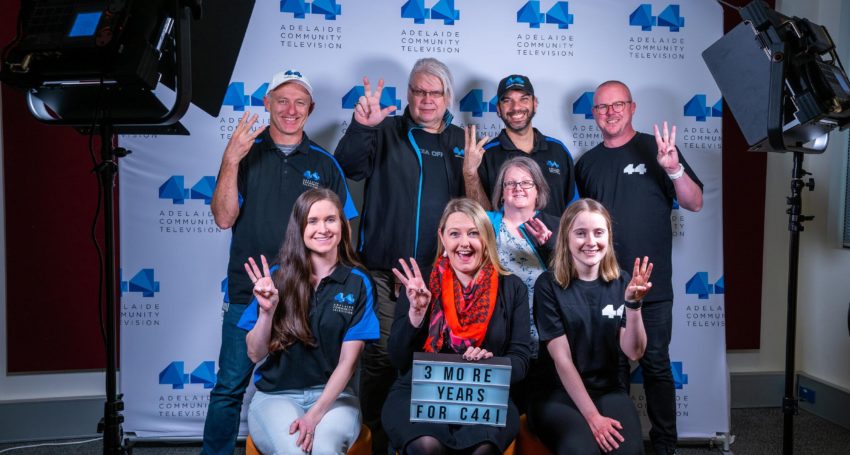 Channel 44 staff and volunteers in 2021 after winning a three-year license extension. Photo: supplied