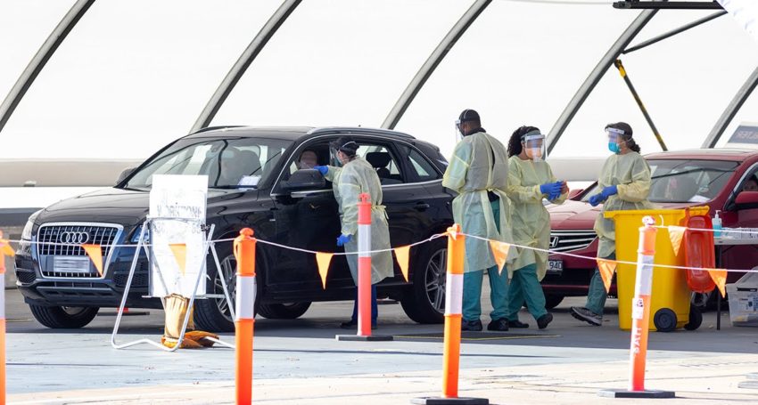 The COVID testing site at Victoria Park. Photo: Tony Lewis/InDaily