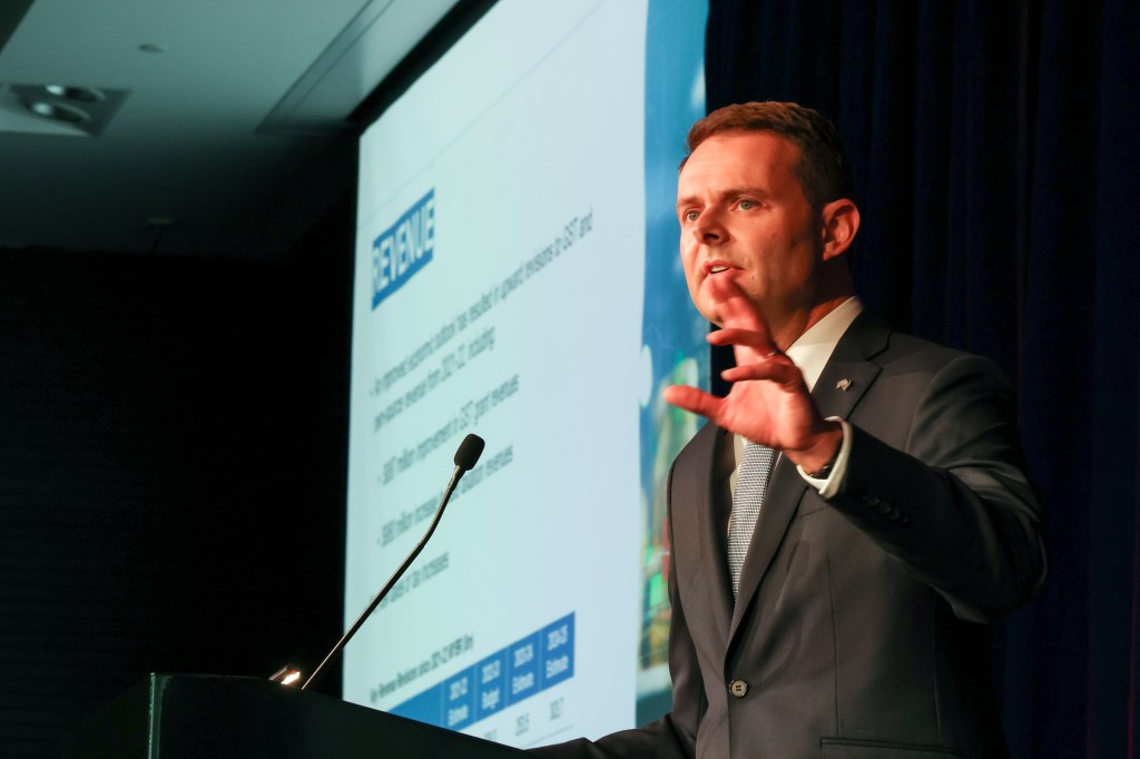 Treasurer Stephen Mullighan delivers the 2022 State Budget. Photo: Tony Lewis/InDaily