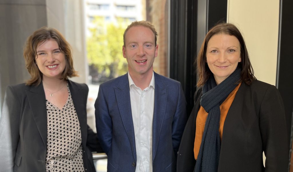 Liberal leader David Speirs with Chelsey Potter (left) and Upper House leader Nicola Centofanti. 