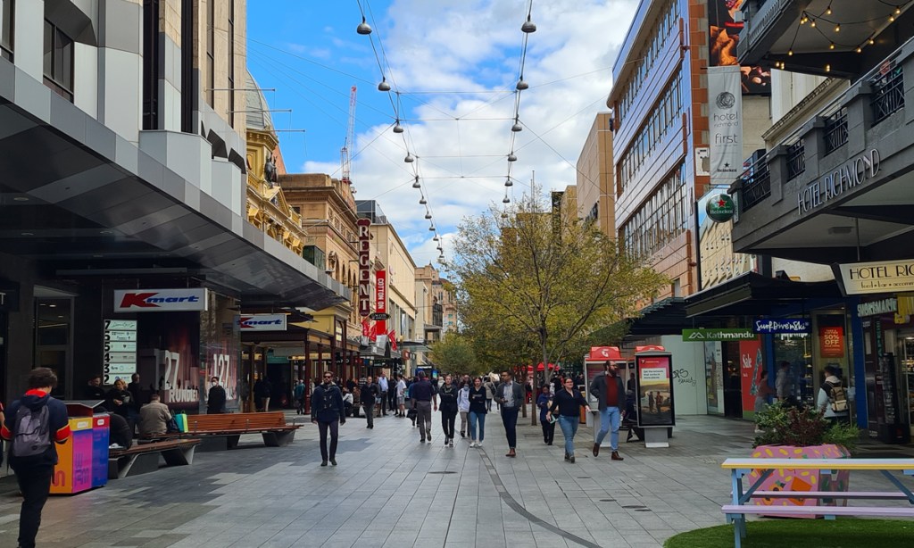 Shoppers in Rundle Mall this month. Photo: Andrew Spence.