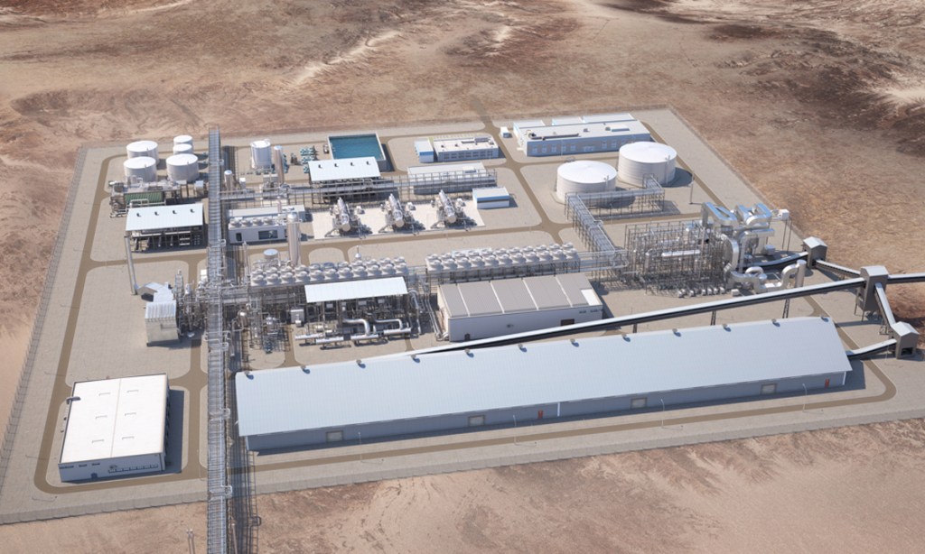 A render of NeuRizer's proposed urea processing plant near Leigh Creek. 