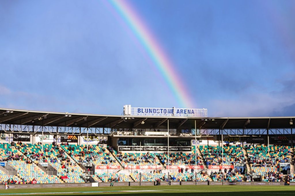 Hobart's Blundstone Arena during the Round 15 match between the Crows and North Melbourne. The AFL is considering private ownership for a new Tasmanian club. Photo: AAP/Linda Higginson