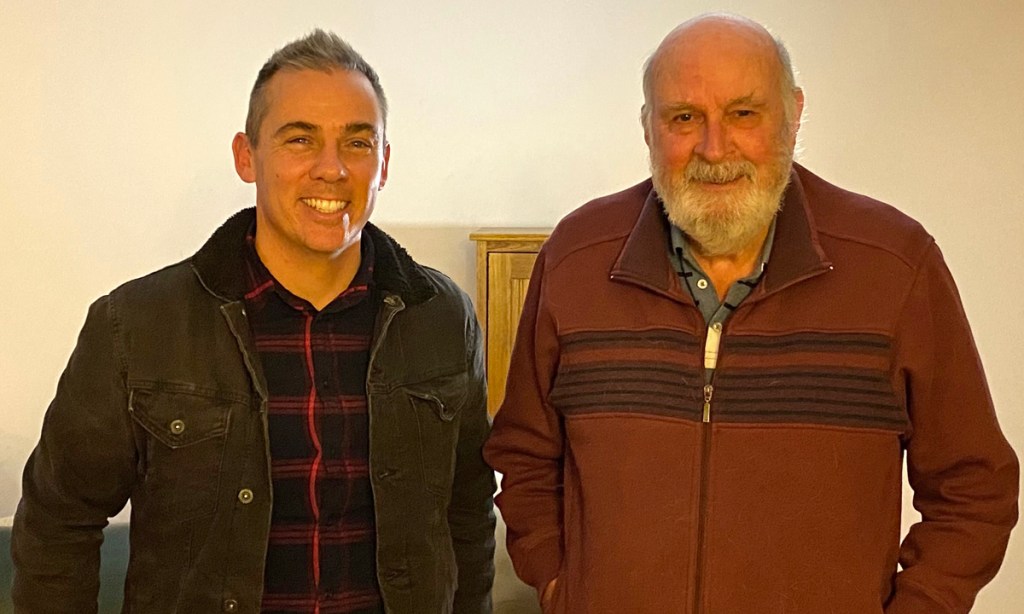 Goldstein frontman Adam Hooper with SA conservationist John Wamsley. Photo supplied.