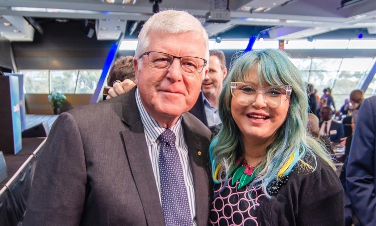 Bill Spurr pictured with Adelaide Fringe CEO Heather Croall at a 2019 event. Photo: Hughes PR