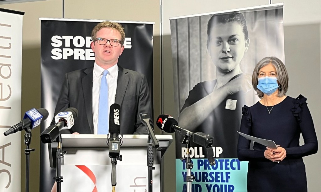 Health Minister Chris Picton and chief public health officer Professor Nicola Spurrier. Photo: Stephanie Richards/InDaily
