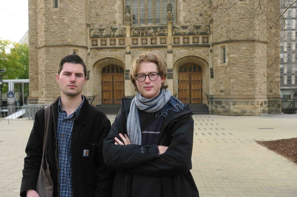 University of Adelaide Student Representative Council officer James Wood and Nix Herriot. Photo: Jason Katsaras