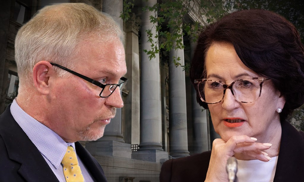 SA Ombudsman Wayne Lines and former Deputy Premier Vickie Chapman. Photos: Tony Lewis/Indaily | Image: Tom Aldahn/InDaily 