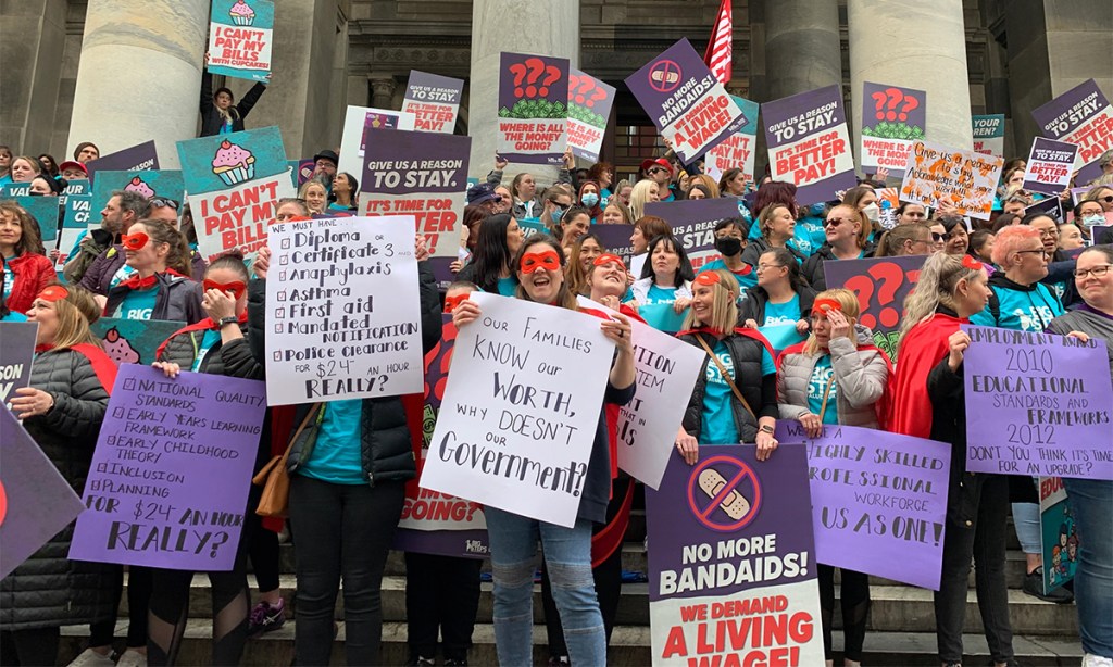 Thumbnail for ‘I can’t pay my bills’: Early childhood educators walk off the job