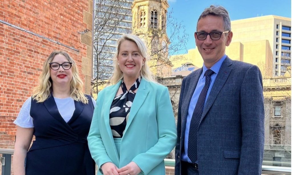 WRAP Asia-Pacific Managing Director Claire Kneller, MP Lucy Hood and WRAP UK CEO Marcus Gover. Photo: supplied