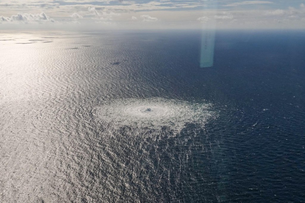 Remarkable images  show a leak in the Nord Stream pipelines in the Baltic Sea. Photo: Danish Defense/Cover Images
