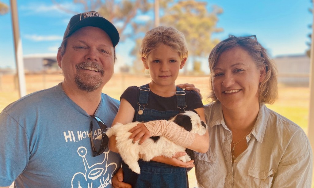 A sculpture will be commissioned to honour KI leader Sarah Strong-Law, seen here with husband Boone and their daughter.