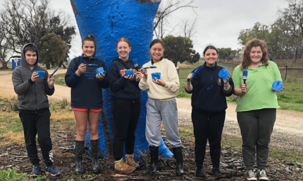 Naracoorte High School students participating in the Blue Tree Project.