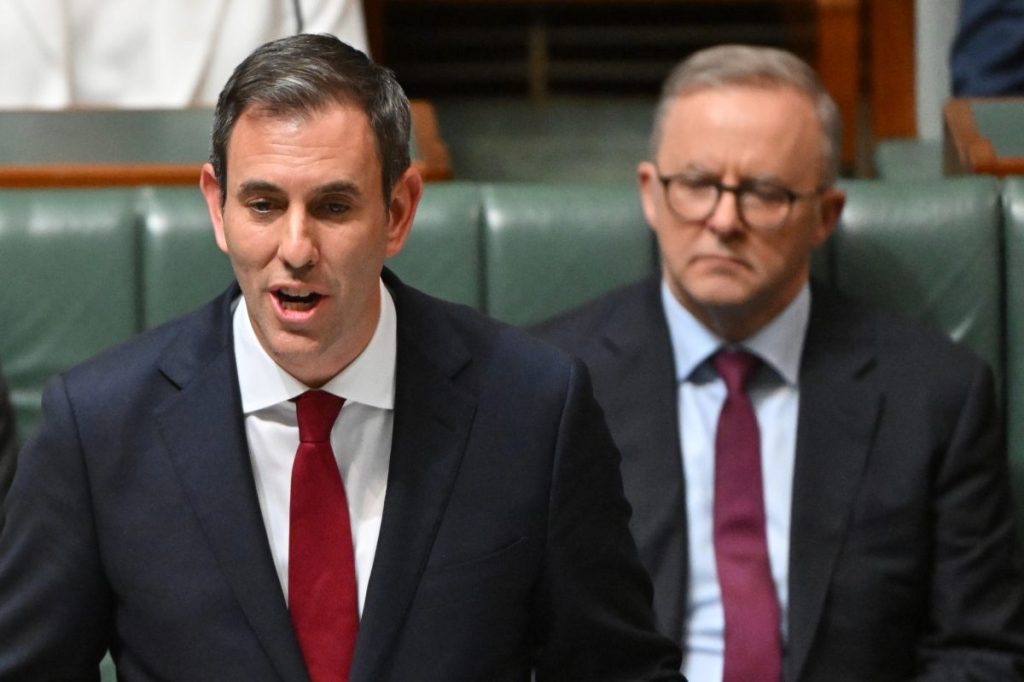 Treasurer Jim Chalmers with Prime Minister Anthony Albanese. Photo: AAP/Mick Tsikas