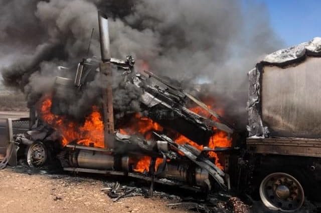 Thumbnail for Truck engulfed in flames on Eyre Highway