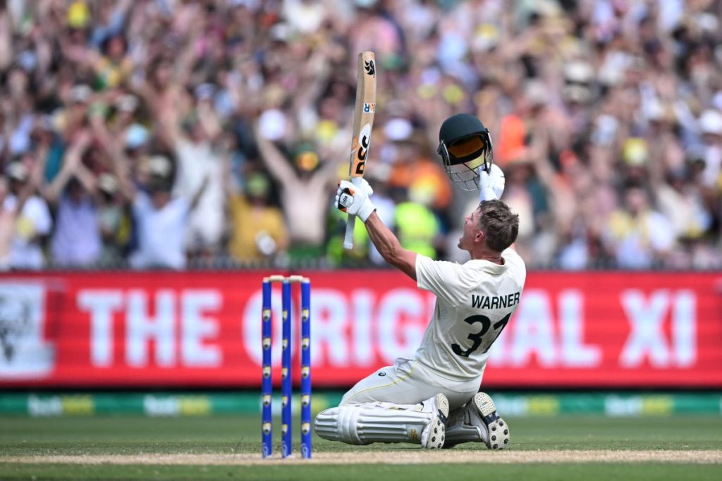 Thumbnail for Warner’s double-ton sets Australia up at MCG
