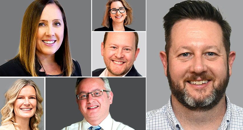 Professor Linzi Wilson-Wilde OAM (top left), Marjolijn Woods (bottom left) Vanessa Balnaves (top centre), Tim Stead 
(centre), Professor David Waugh (bottom centre) and Tim Swaine have all been appointed to new positions. 