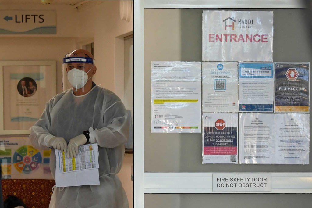 A nursing home in lockdown in 2021. Photo: AAP/Joel Carrett
