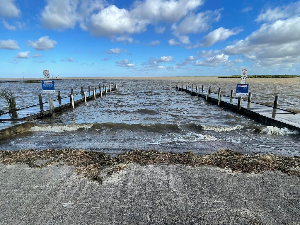 Rising waters in the Lower Lakes have closed Milang Boat Ramp and prompted flood warnings. Photo: Tanya Mikhail/Facebook