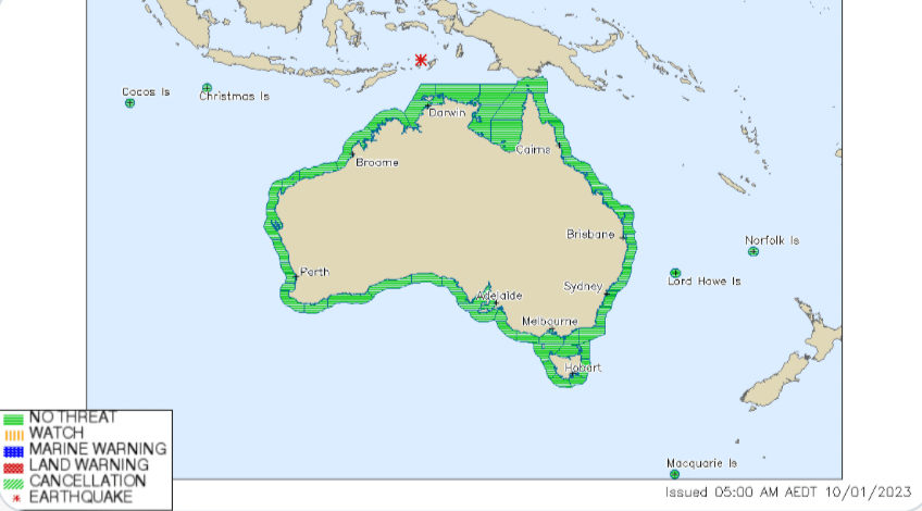 A Bureau of Meteorology map shows the epicentre of the quake. Photo: Twitter/BOM.