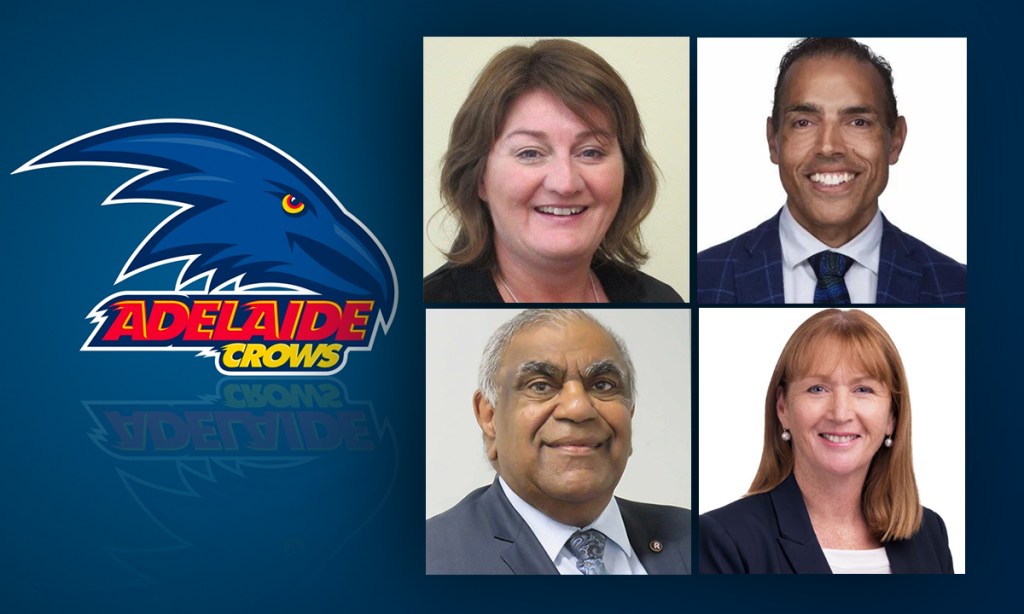 Angela McCabe (top left), Shouwn Oosting (top right), Dr Roger Thomas (bottom left) and Imelda Lynch (bottom right) are all vying for one spot on the Adelaide Football Club's board. 