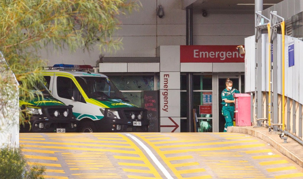 Ambulances outside Flinders Medical Centre. Photo: Tony Lewis/InDaily