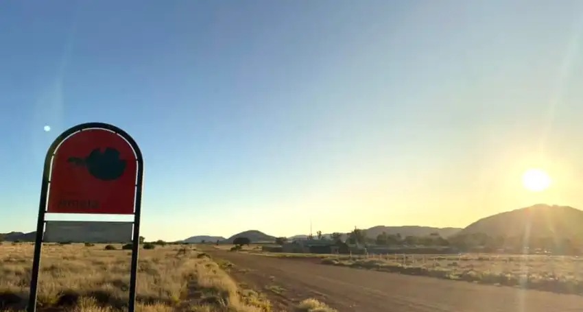 The road to Amata in the APY Lands in SA's far north west. Photo: Jayne Hedger
